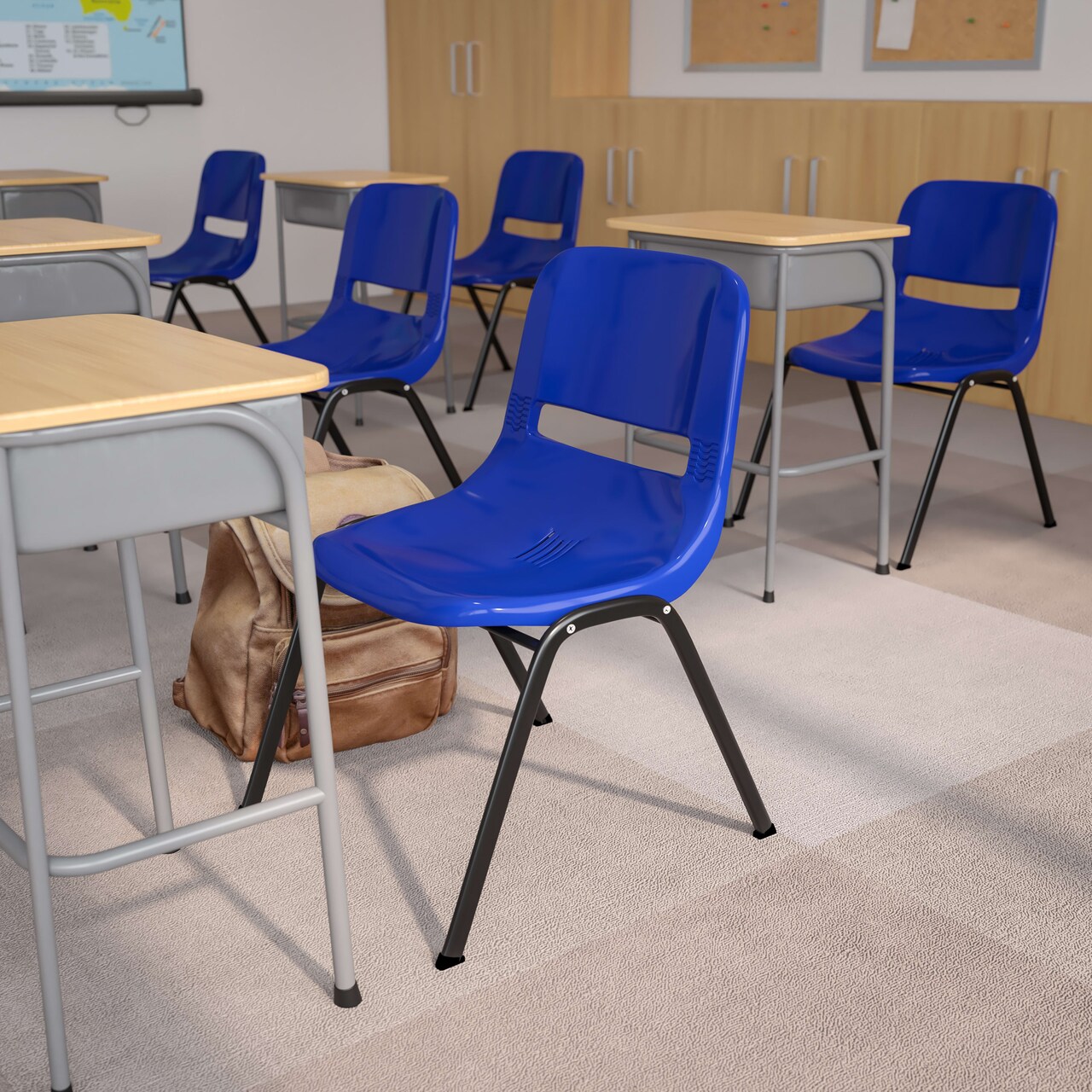 Emma and Oliver Ergonomic Shell Student Stack Chair - Classroom Chair / Office Guest Chair